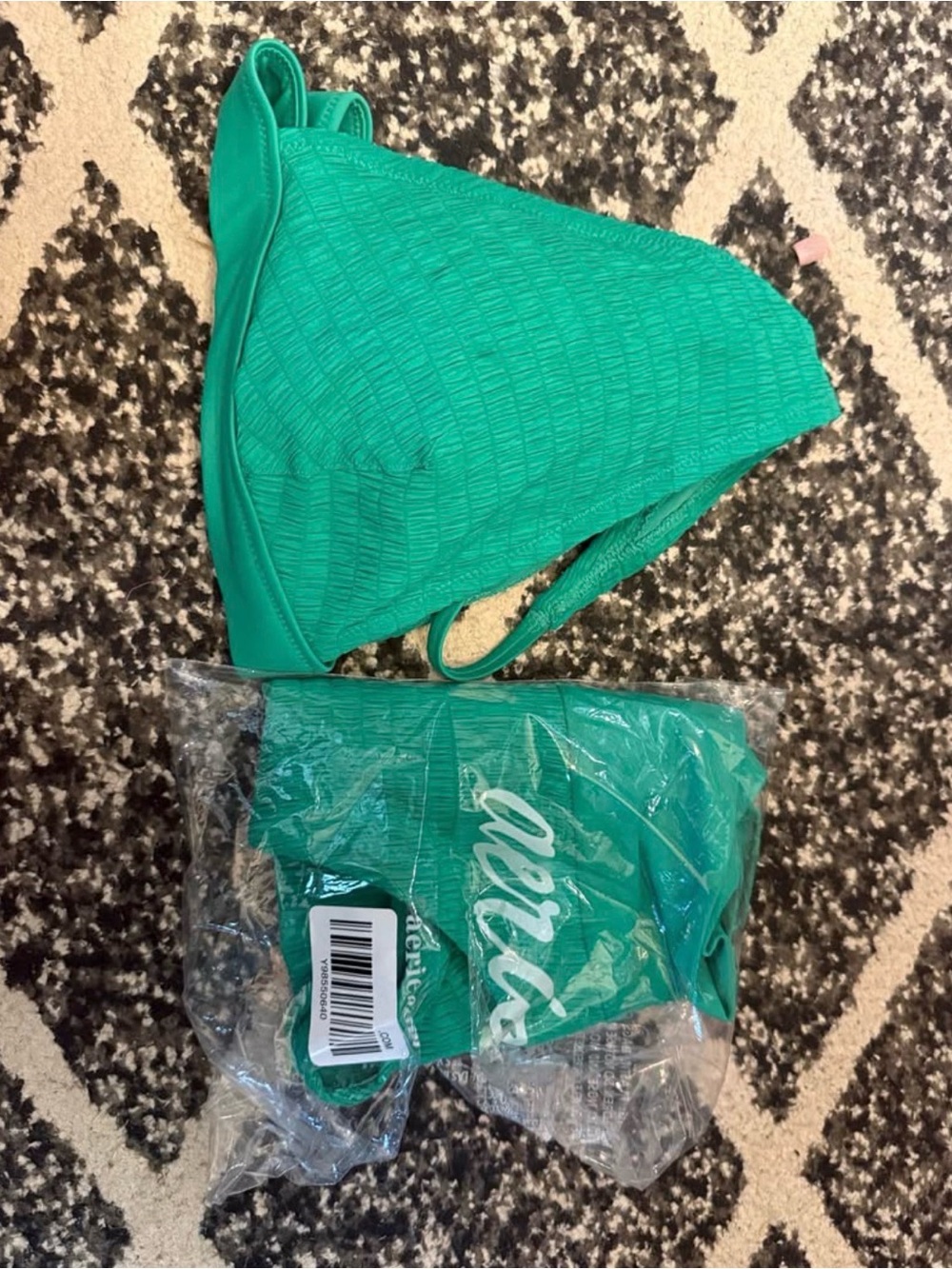 aerie Emerald Green Textured Bikini Top